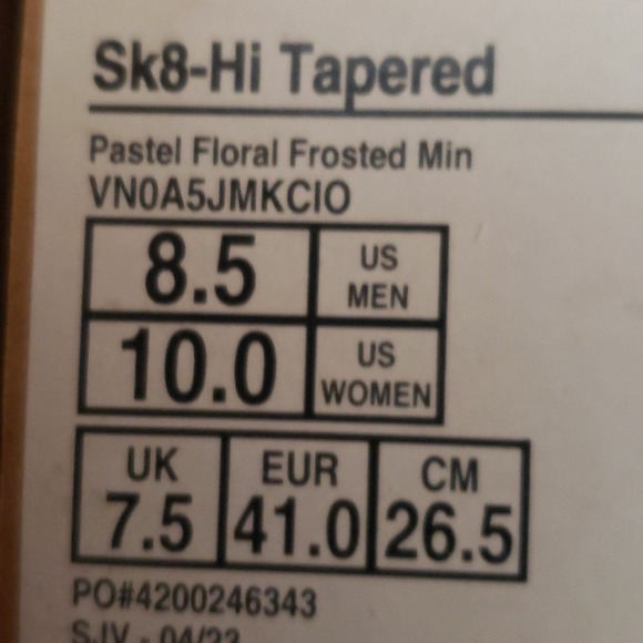 New Vans Sk8 Hi Tapered Pastel Floral‎ High Top Sneakers Womens 10 Fairy Grunge - Picture 9 of 9